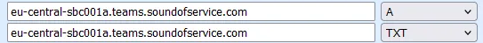 DNS A-record and TXT-record for the jambonz SBC FQDN